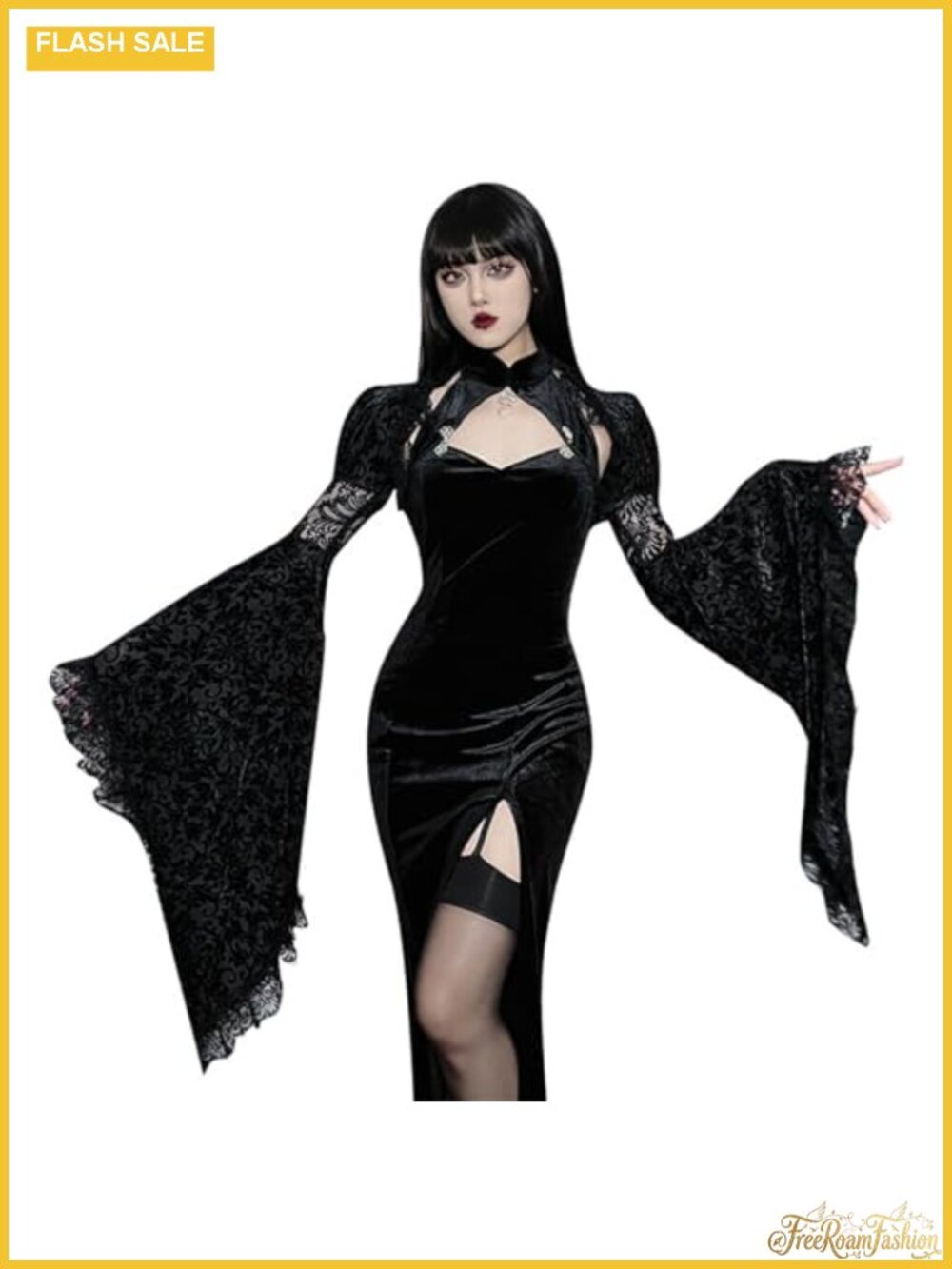 Lace Bolero Shrug Bell Sleeve Crop Top Velvet Gothic Style